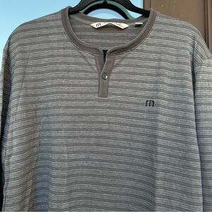 Travis Mathew Grey Striped Henley XL